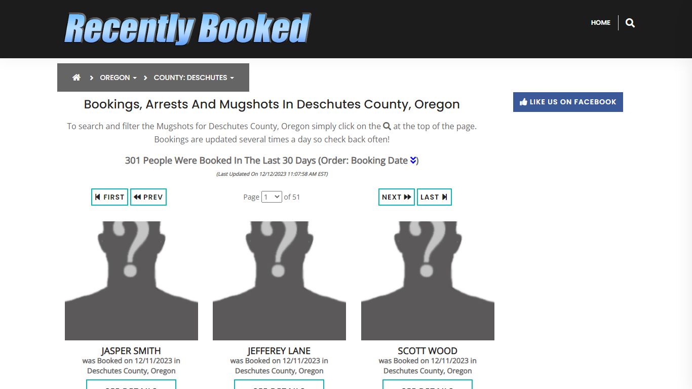 Bookings, Arrests and Mugshots in Deschutes County, Oregon